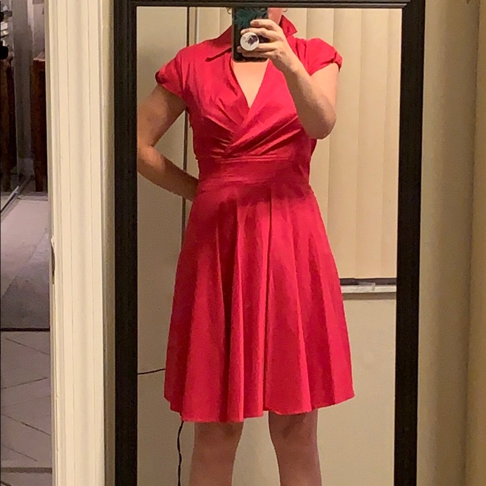 Betsey Johnson Fuchsia Shirtwaist Dress! So Retro!